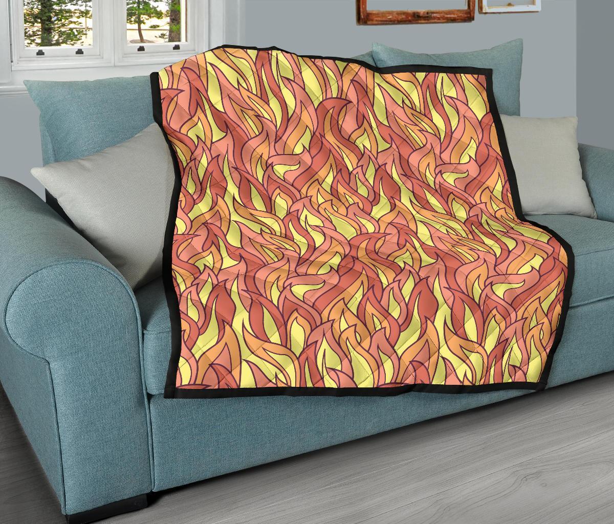 Fire Flame Pattern Print Quilt-grizzshop