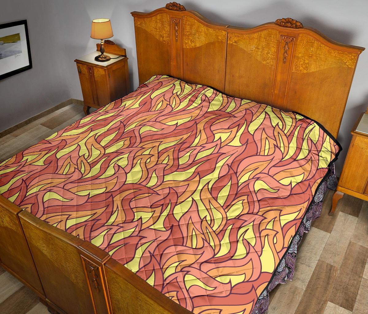 Fire Flame Pattern Print Quilt-grizzshop