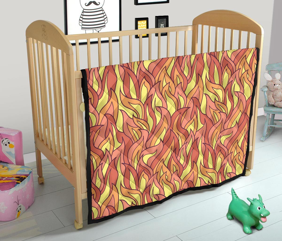 Fire Flame Pattern Print Quilt-grizzshop