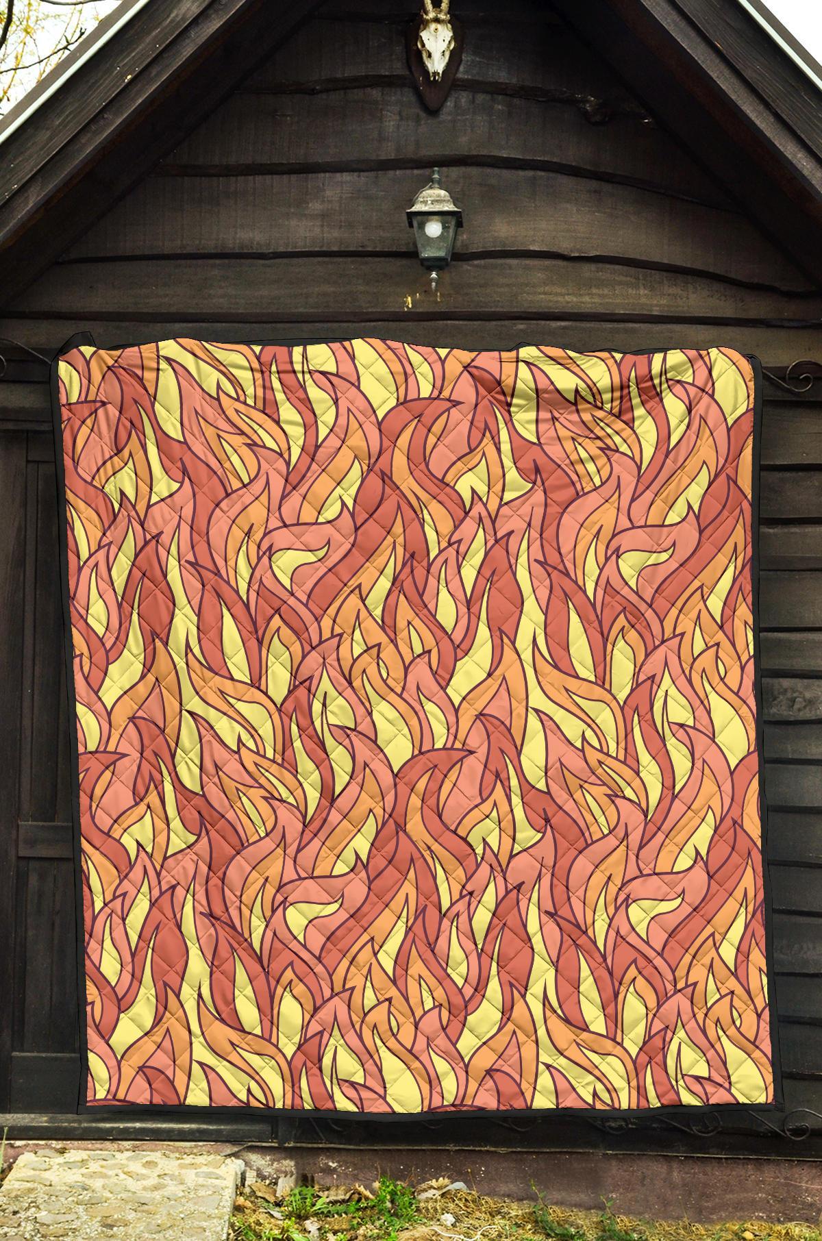 Fire Flame Pattern Print Quilt-grizzshop