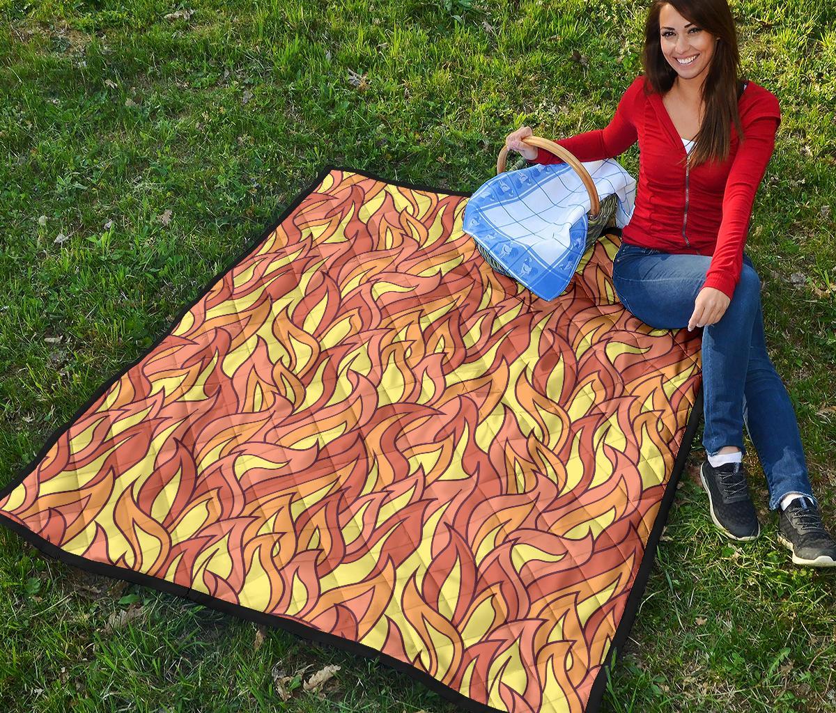 Fire Flame Pattern Print Quilt-grizzshop