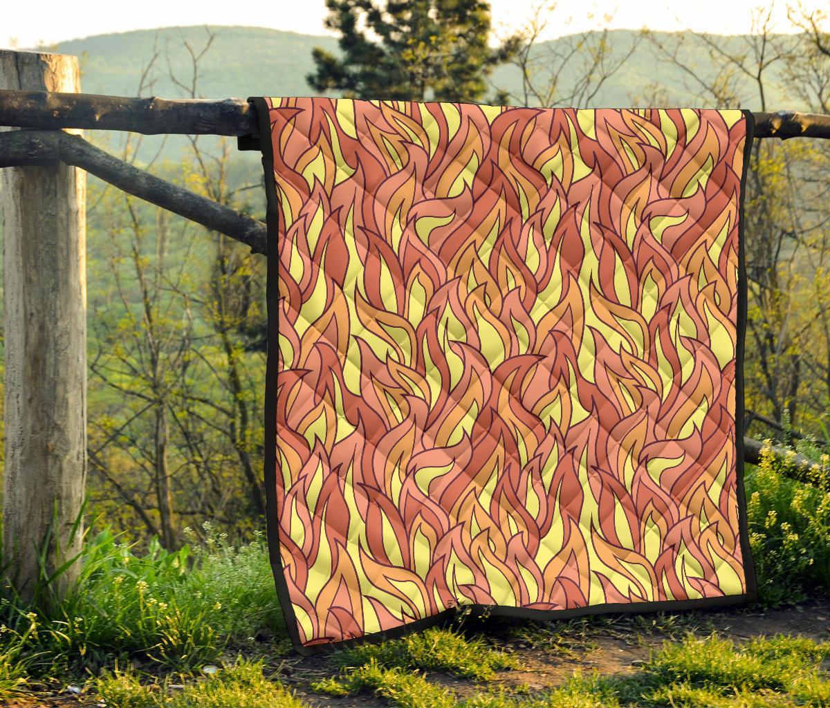 Fire Flame Pattern Print Quilt-grizzshop