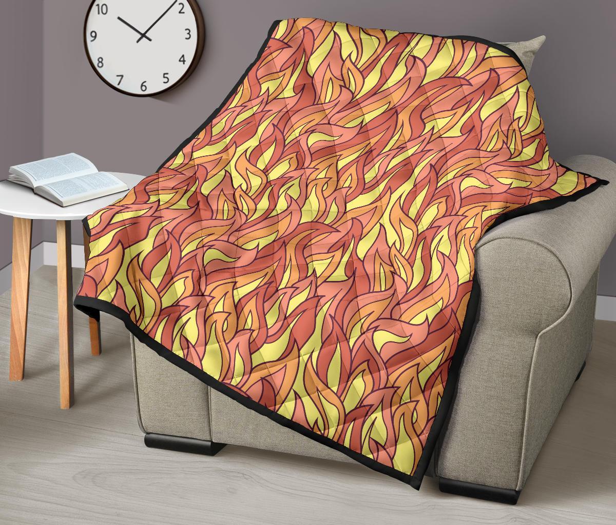 Fire Flame Pattern Print Quilt-grizzshop