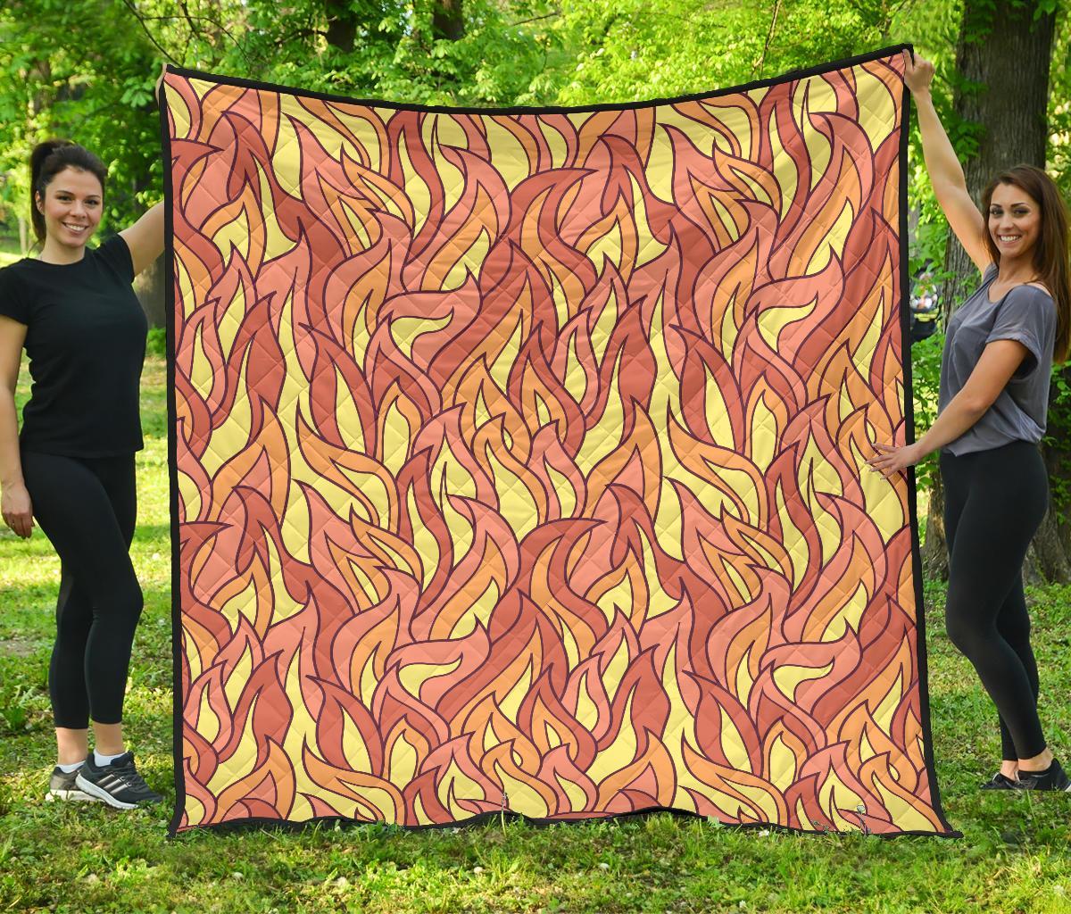 Fire Flame Pattern Print Quilt-grizzshop