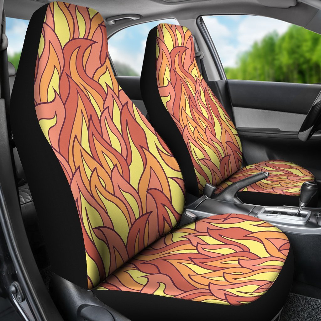 Fire Flame Pattern Print Universal Fit Car Seat Covers-grizzshop