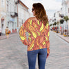 Fire Flame Pattern Print Women Off Shoulder Sweatshirt-grizzshop