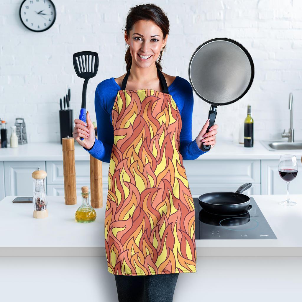 Fire Flame Pattern Print Women's Apron-grizzshop