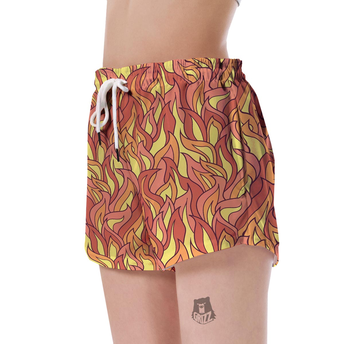 Fire Flame Pattern Print Women's Shorts-grizzshop