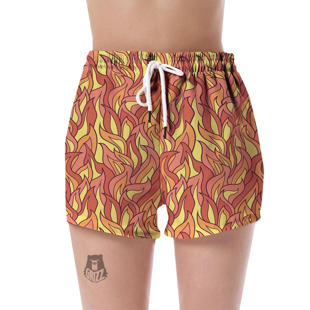 Fire Flame Pattern Print Women's Shorts-grizzshop