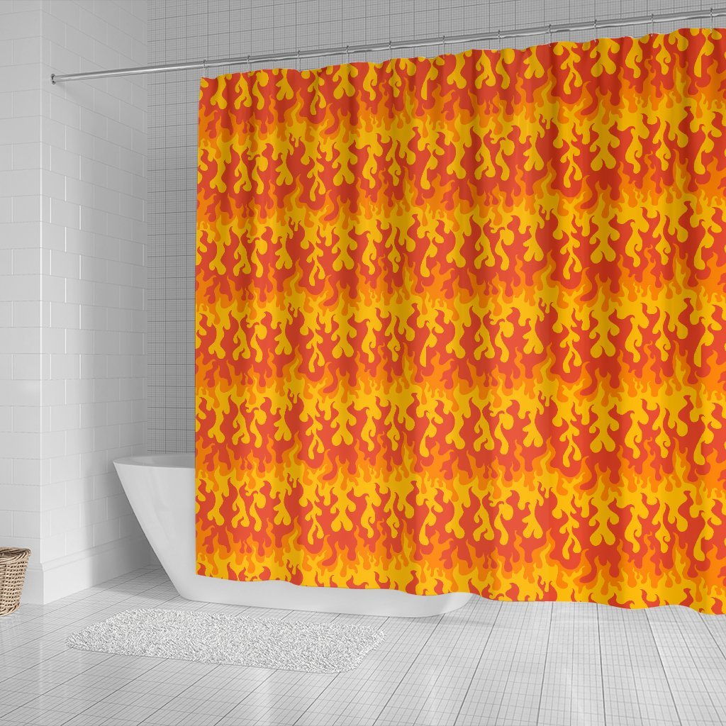 Fire Flame Print Pattern Bathroom Shower Curtain-grizzshop