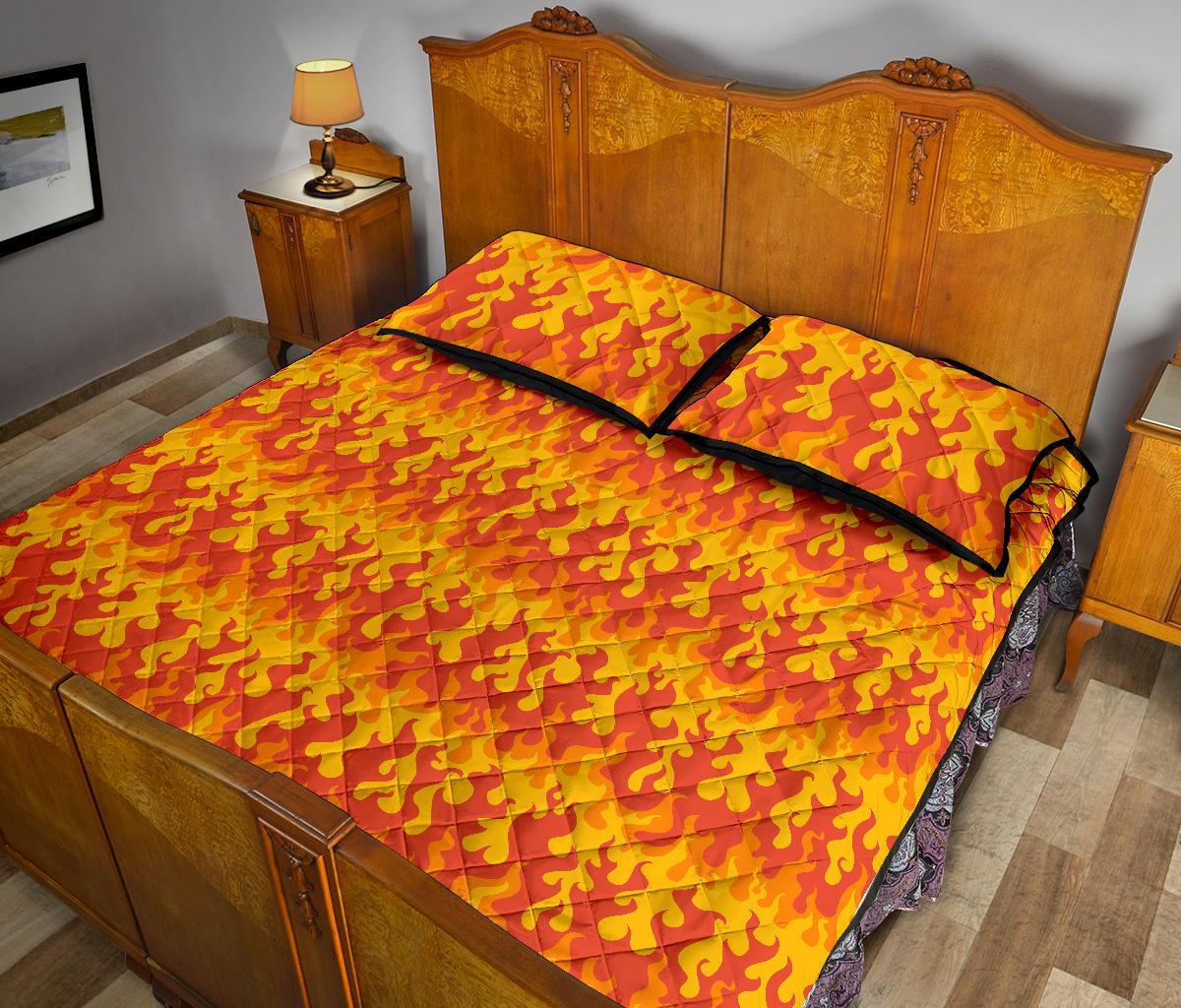 Fire Flame Print Pattern Bed Set Quilt-grizzshop