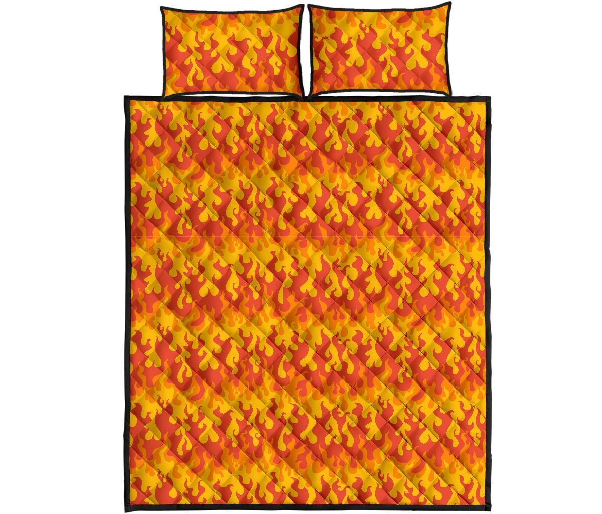 Fire Flame Print Pattern Bed Set Quilt-grizzshop