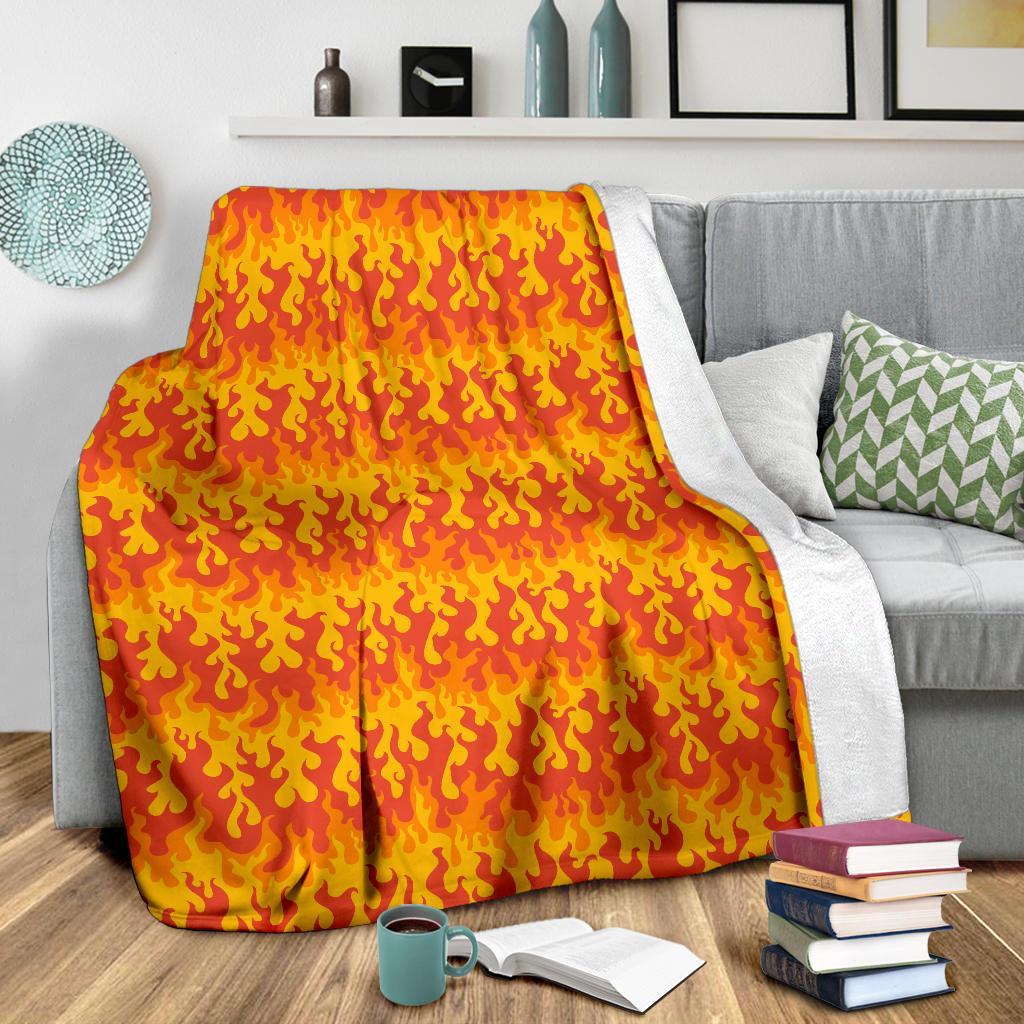 Fire Flame Print Pattern Blanket-grizzshop