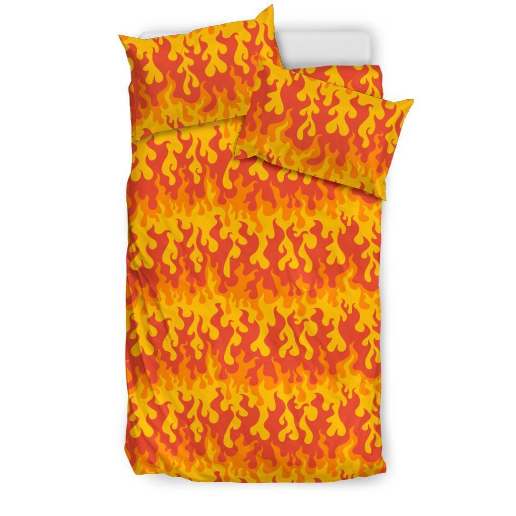 Fire Flame Print Pattern Duvet Cover Bedding Set-grizzshop