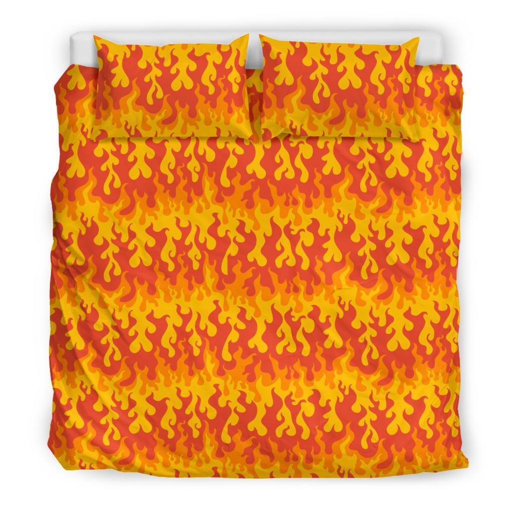 Fire Flame Print Pattern Duvet Cover Bedding Set-grizzshop