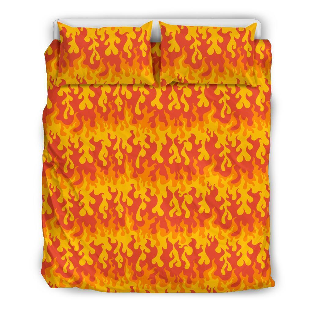 Fire Flame Print Pattern Duvet Cover Bedding Set-grizzshop