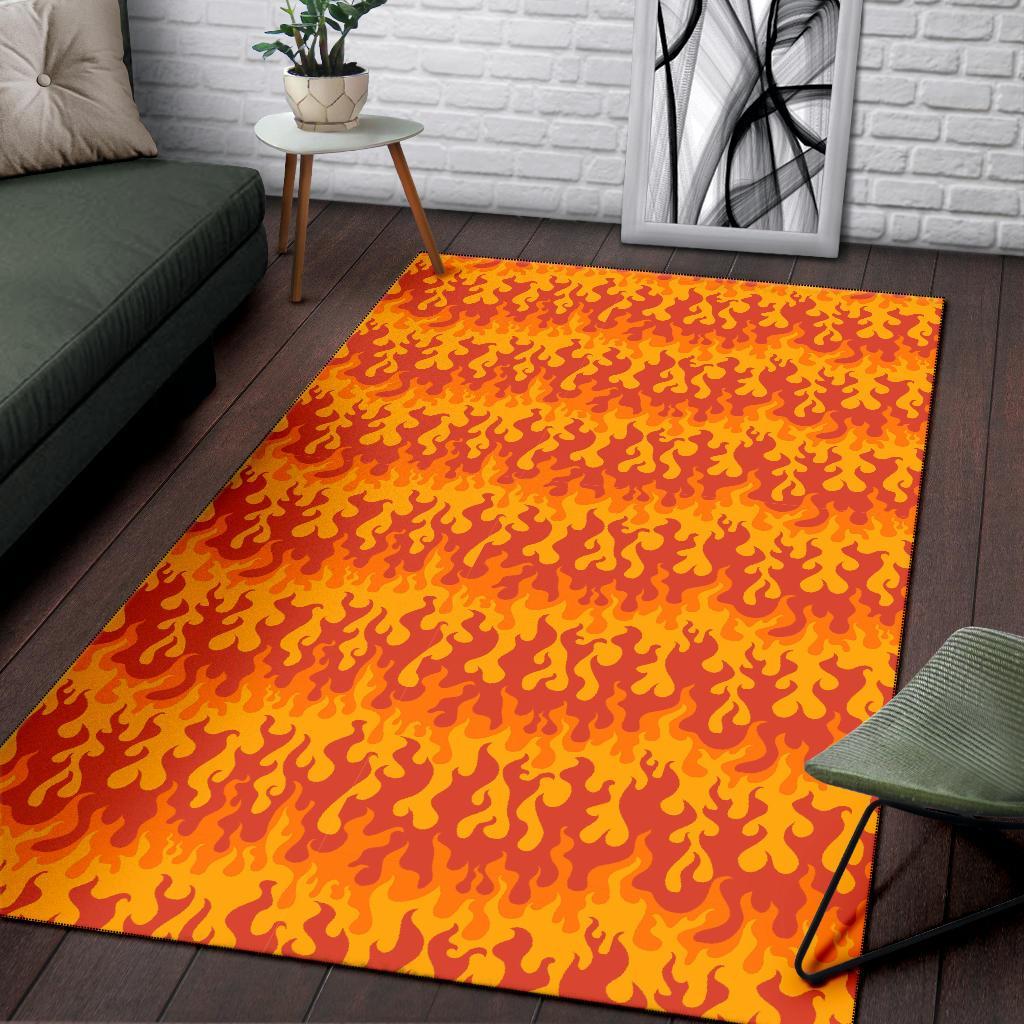 Fire Flame Print Pattern Floor Mat-grizzshop