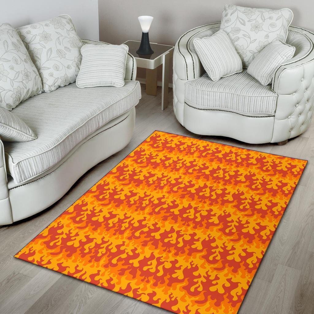 Fire Flame Print Pattern Floor Mat-grizzshop