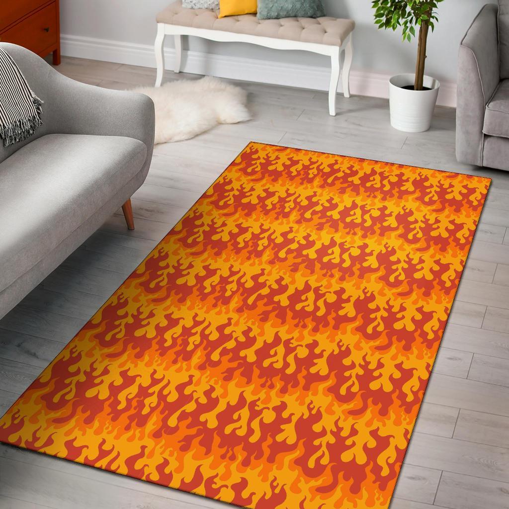 Fire Flame Print Pattern Floor Mat-grizzshop