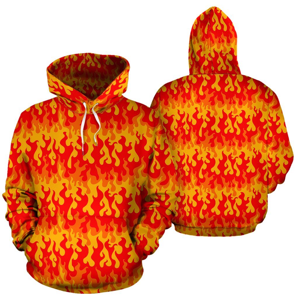 Fire Flame Print Pattern Men Women Pullover Hoodie-grizzshop