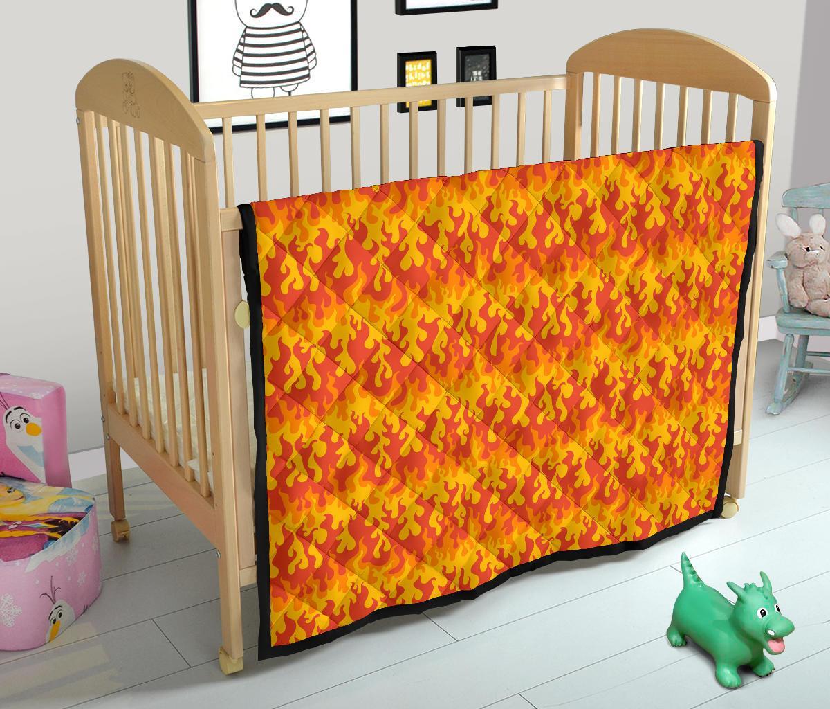 Fire Flame Print Pattern Quilt-grizzshop