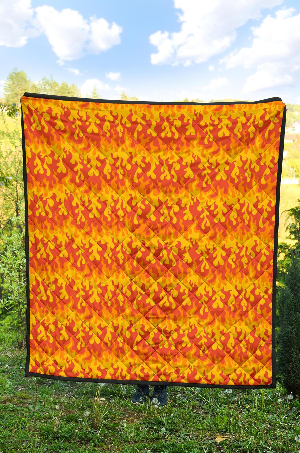 Fire Flame Print Pattern Quilt-grizzshop