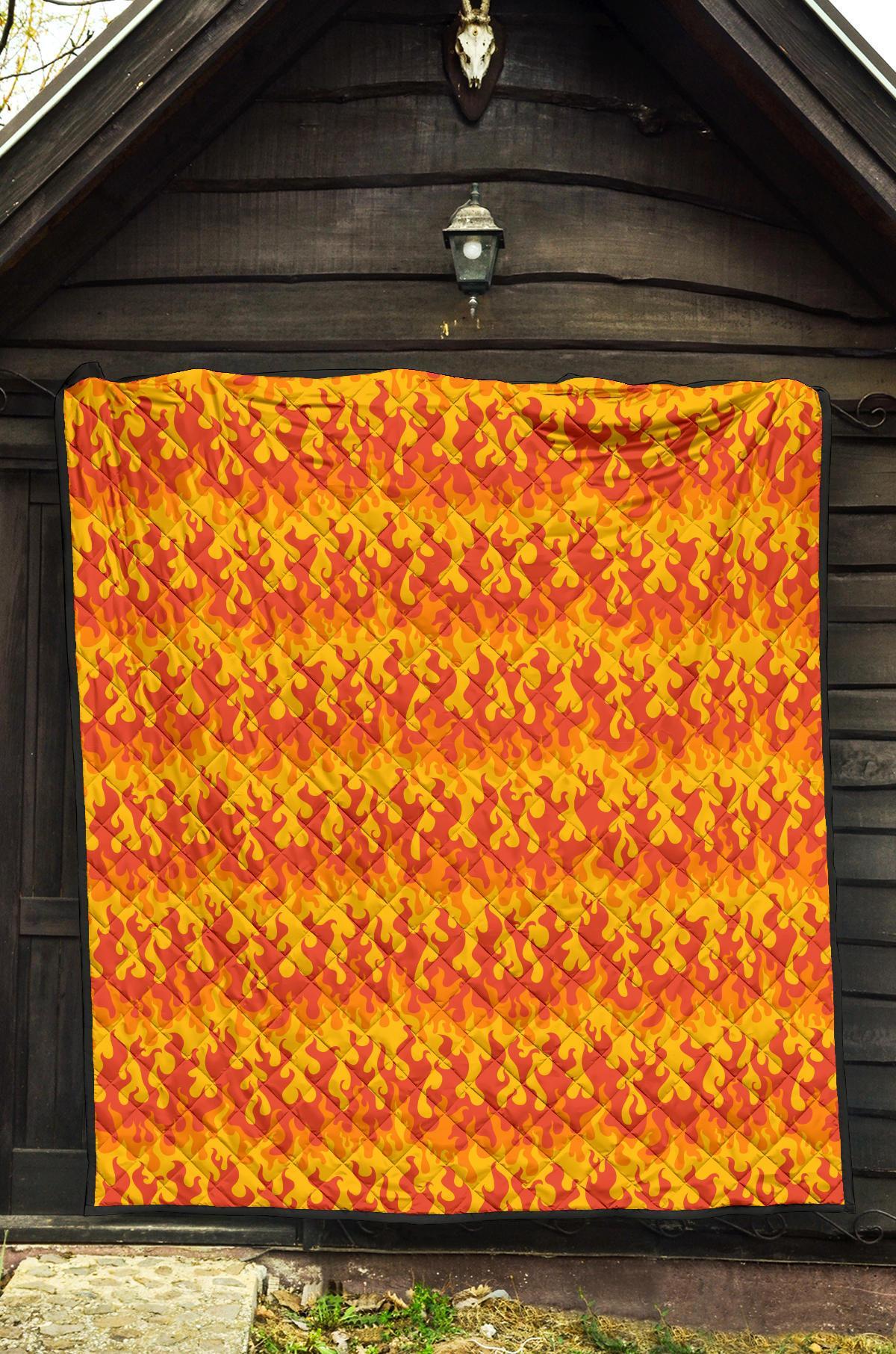 Fire Flame Print Pattern Quilt-grizzshop