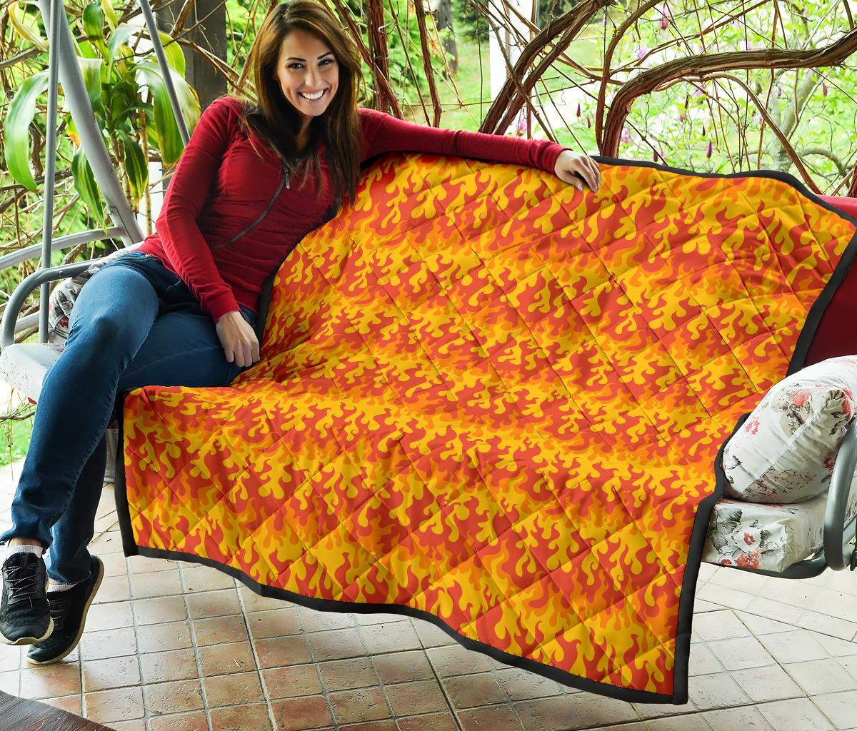 Fire Flame Print Pattern Quilt-grizzshop