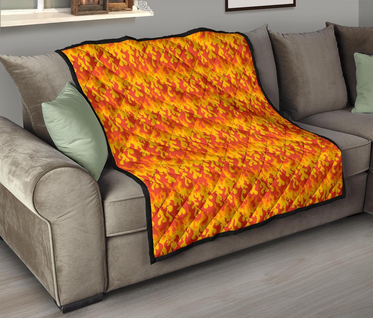 Fire Flame Print Pattern Quilt-grizzshop