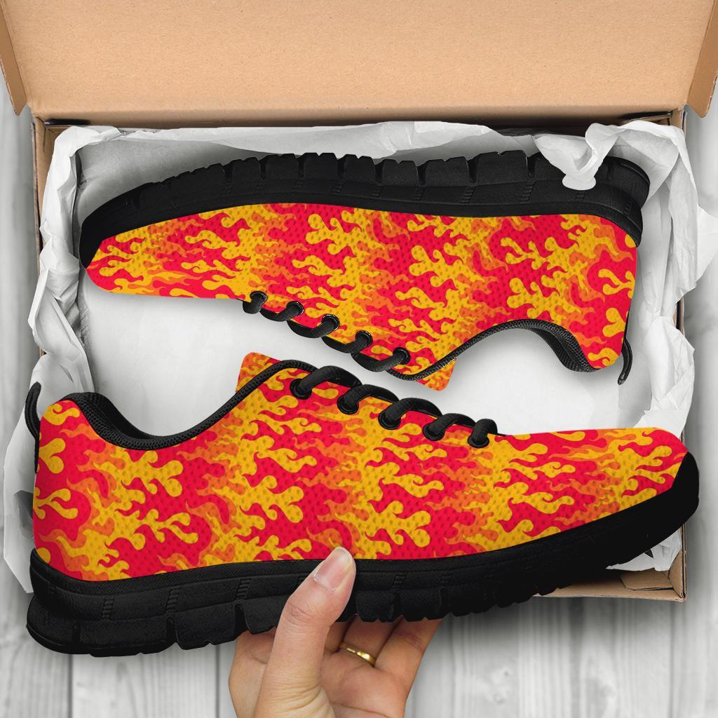 Fire Flame Print Pattern Sneaker Shoes For Men Women-grizzshop