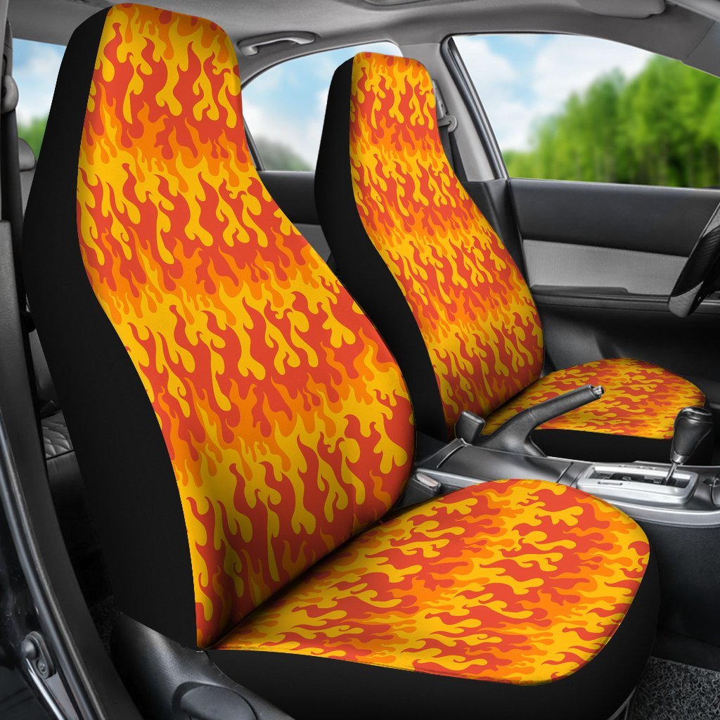 Fire Flame Print Pattern Universal Fit Car Seat Covers-grizzshop