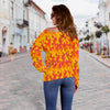 Fire Flame Print Pattern Women Off Shoulder Sweatshirt-grizzshop