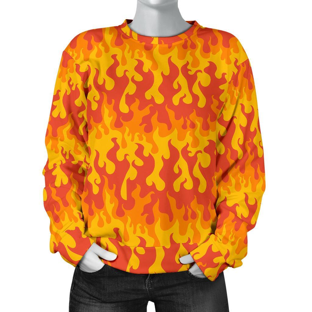 Fire Flame Print Pattern Women's Sweatshirt-grizzshop