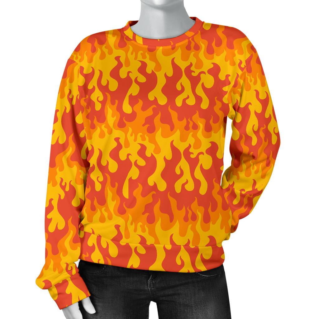 Fire Flame Print Pattern Women's Sweatshirt-grizzshop