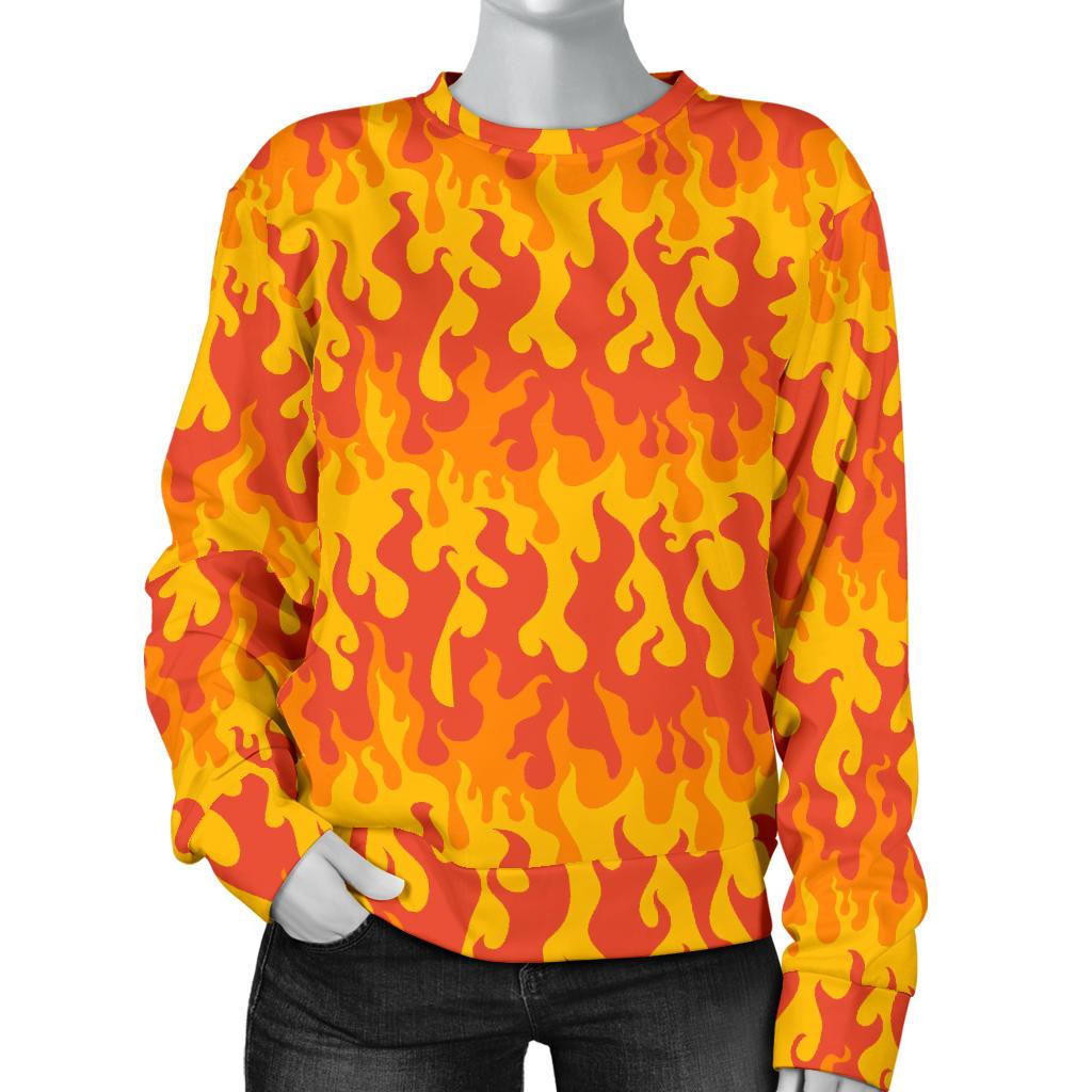 Fire Flame Print Pattern Women's Sweatshirt-grizzshop