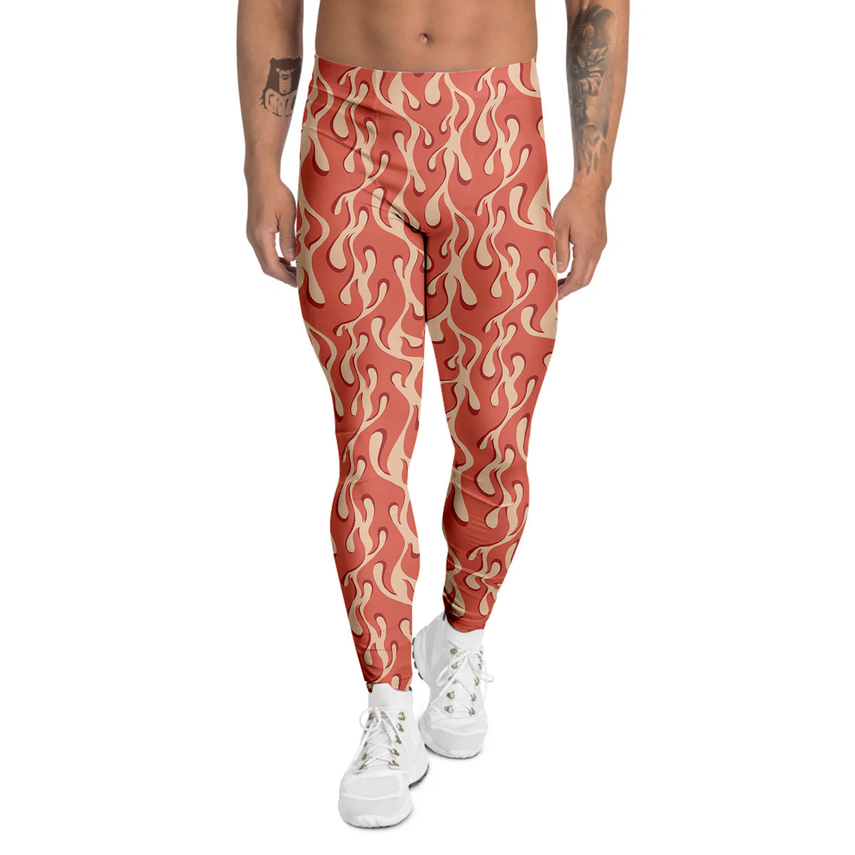 Fire Flames Vintagecolor Print Men's Leggings-grizzshop