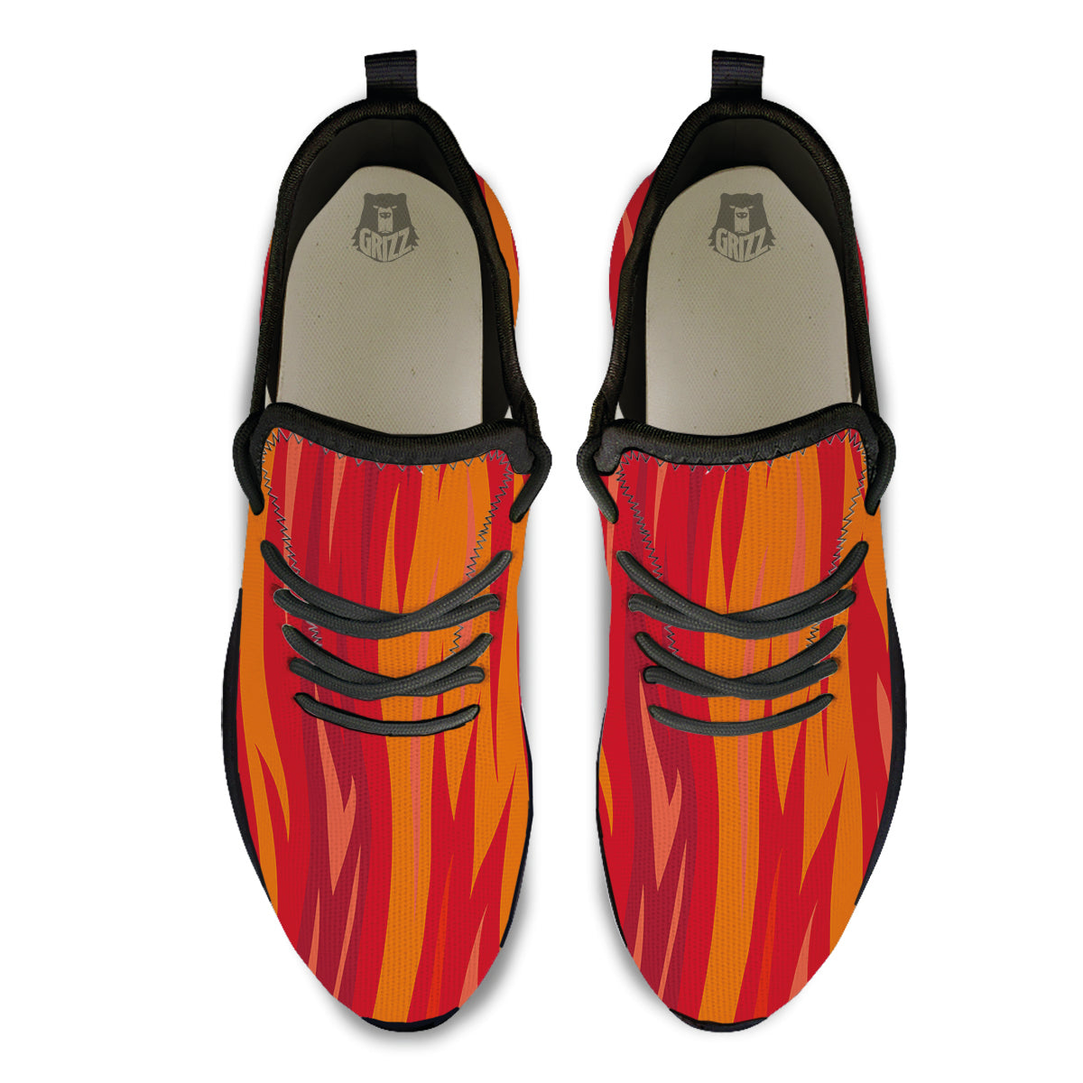 Fire In Hell Print Pattern Black Athletic Shoes-grizzshop