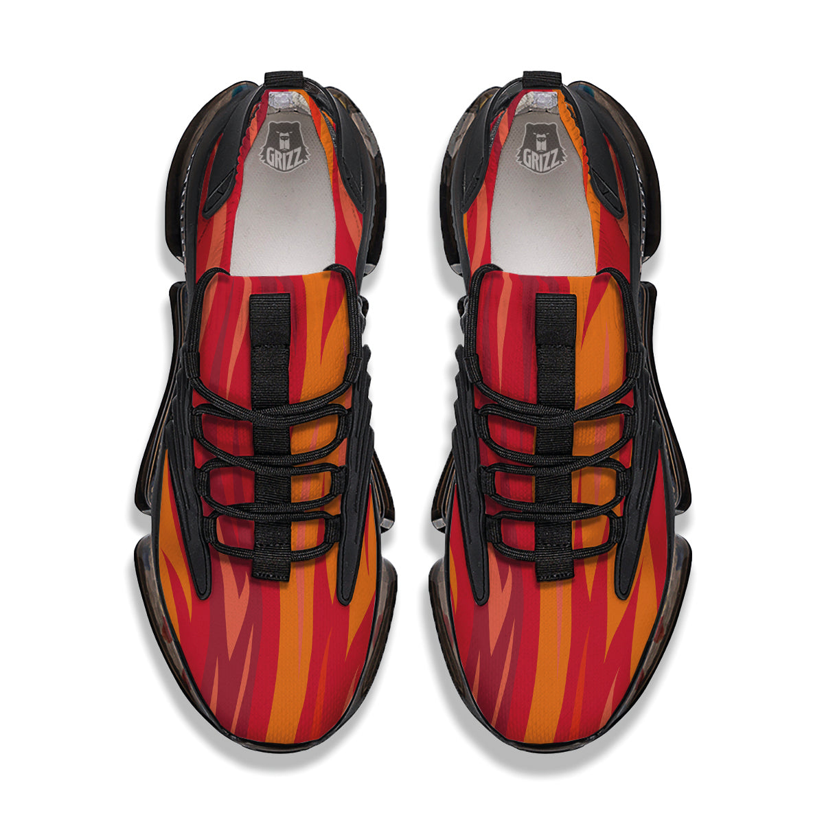 Fire In Hell Print Pattern Black Gym Shoes-grizzshop
