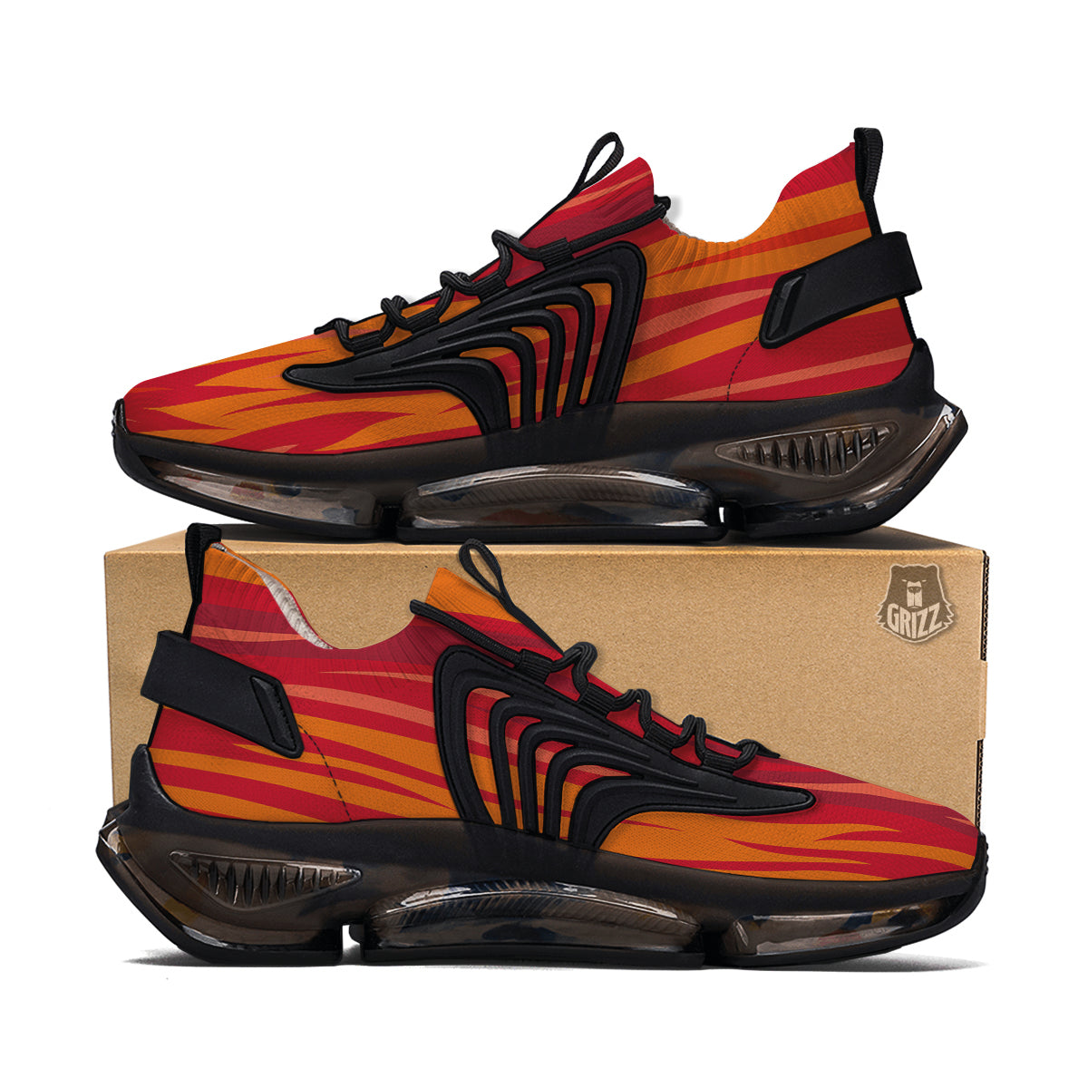 Fire In Hell Print Pattern Black Gym Shoes-grizzshop