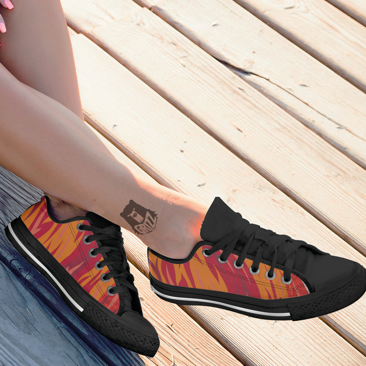 Fire In Hell Print Pattern Black Low Top Shoes-grizzshop