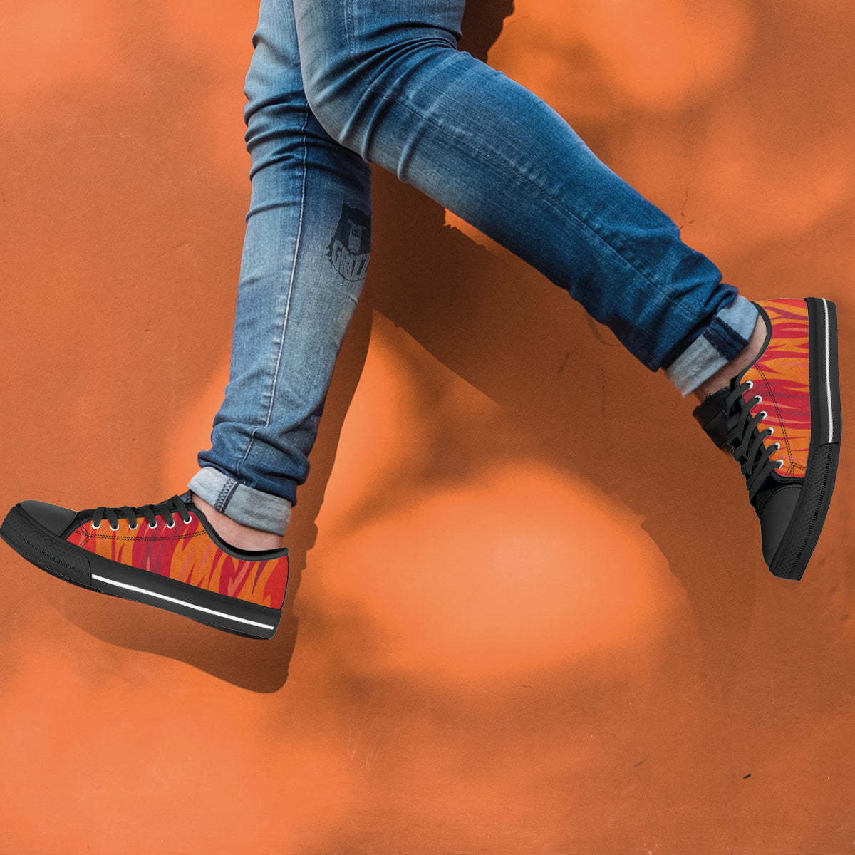 Fire In Hell Print Pattern Black Low Top Shoes-grizzshop