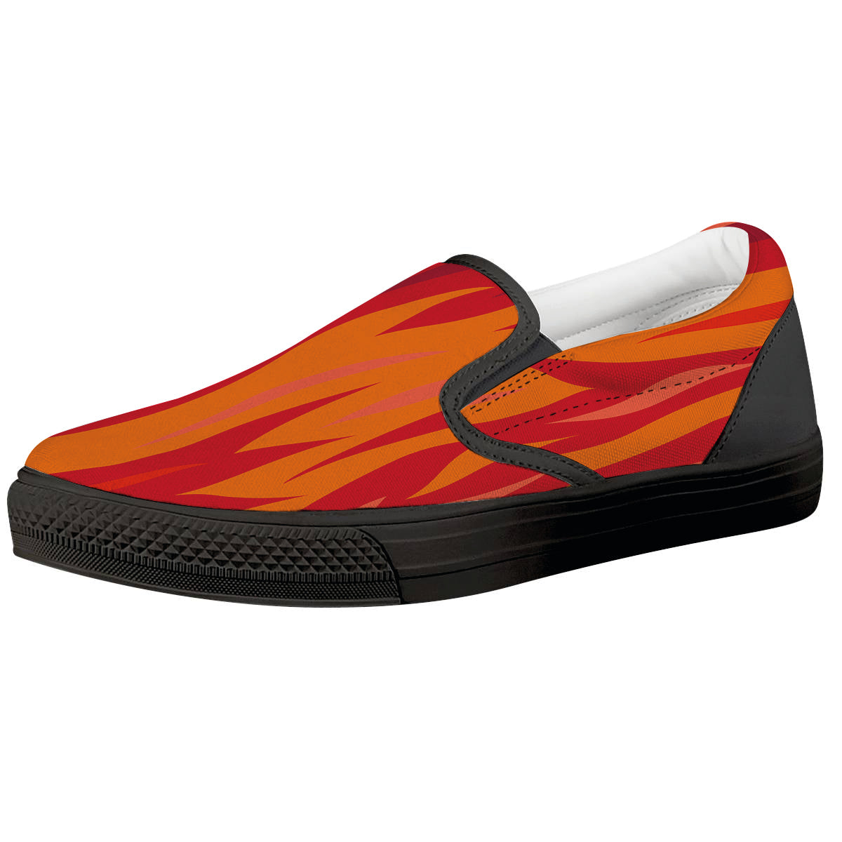 Fire In Hell Print Pattern Black Slip On Shoes-grizzshop