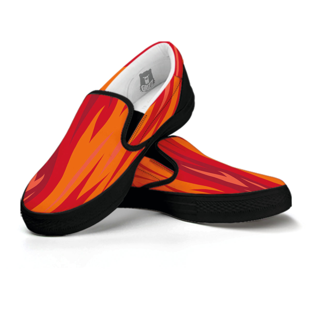 Fire In Hell Print Pattern Black Slip On Shoes-grizzshop