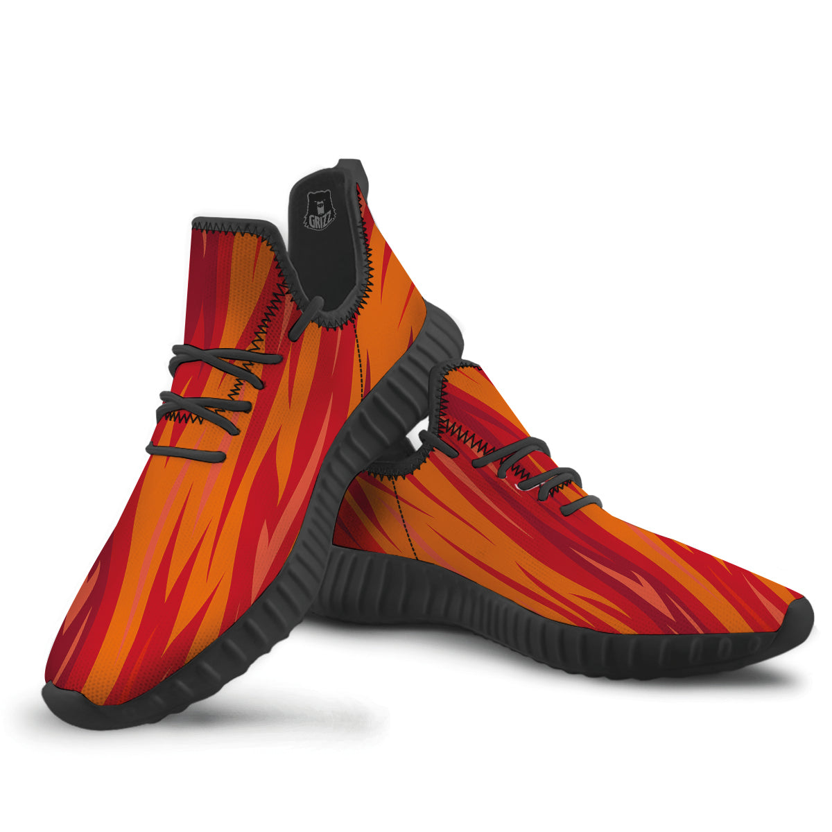 Fire In Hell Print Pattern Black Walking Shoes-grizzshop