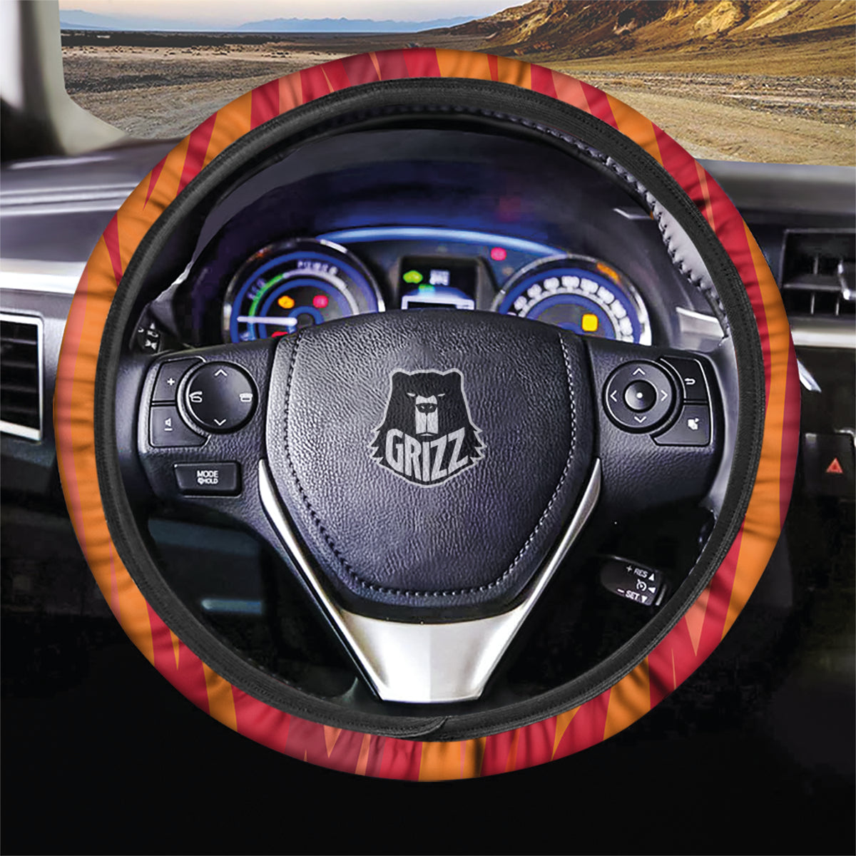 Fire In Hell Print Pattern Car Steering Wheel Cover-grizzshop