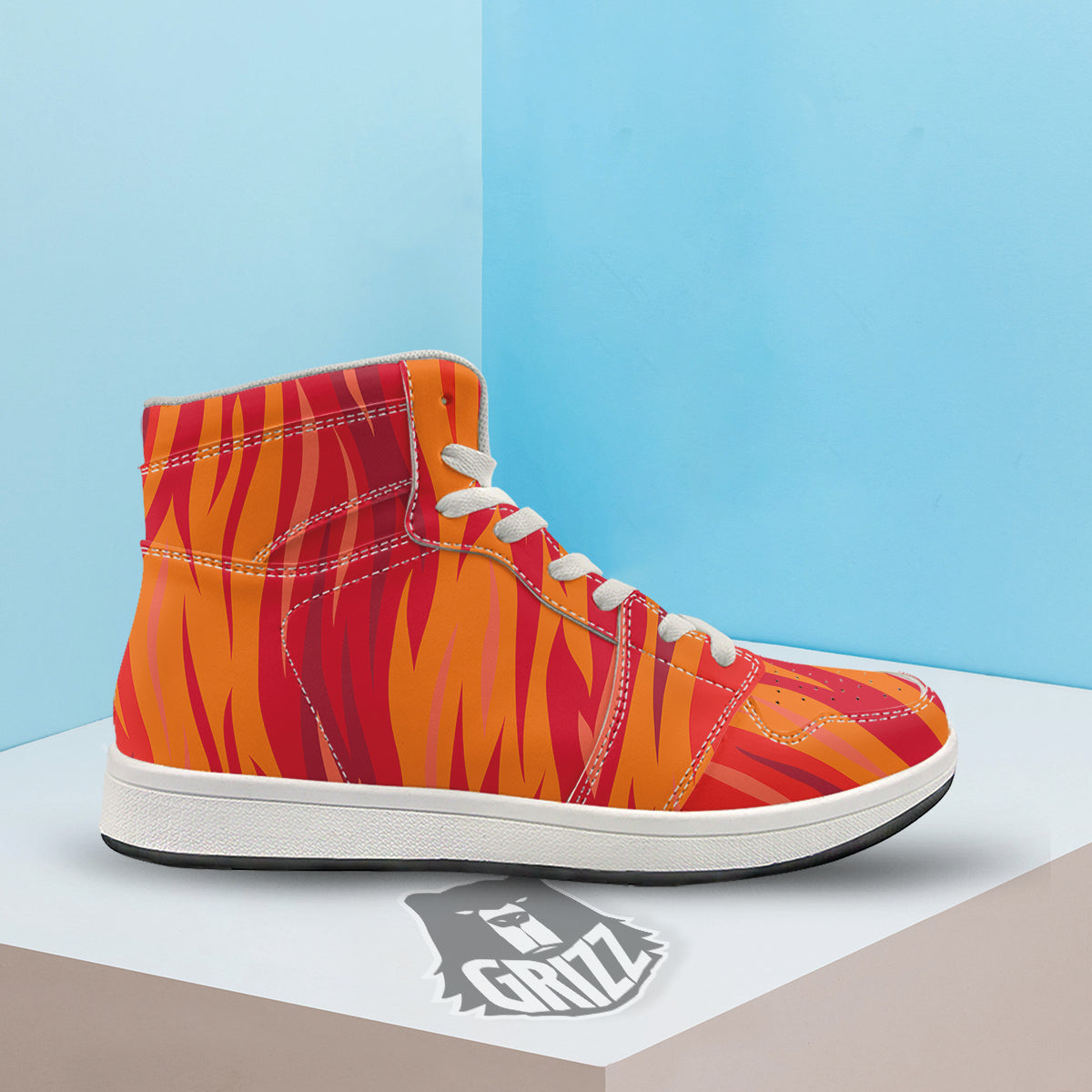 Fire In Hell Print Pattern High Top Sneakers-grizzshop