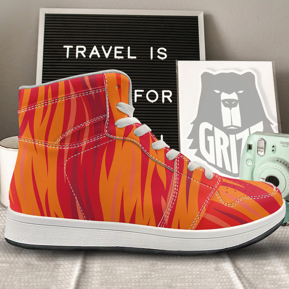 Fire In Hell Print Pattern High Top Sneakers-grizzshop