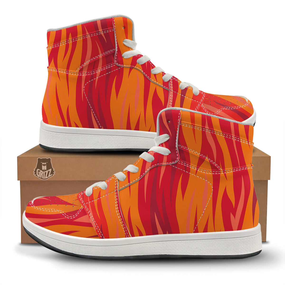 Fire In Hell Print Pattern High Top Sneakers-grizzshop