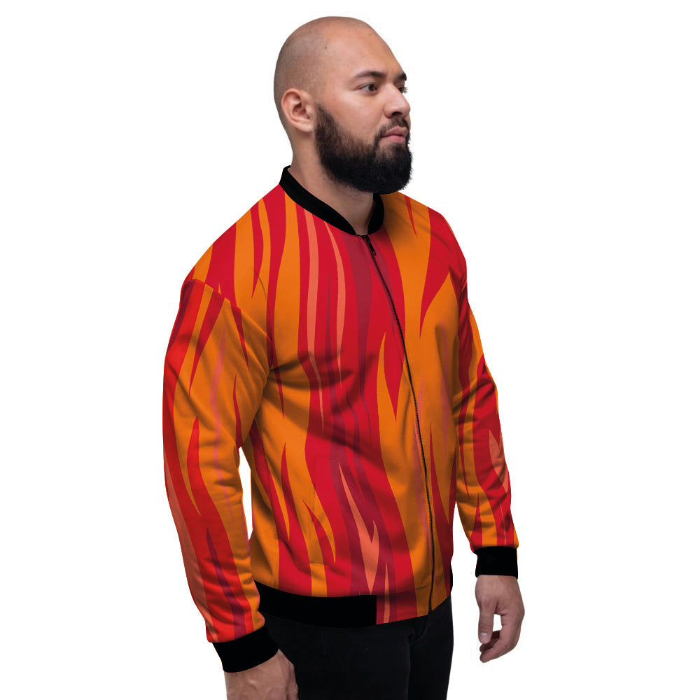 Fire In Hell Print Pattern Men's Bomber Jacket-grizzshop