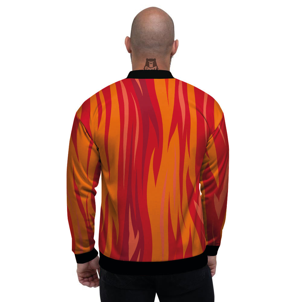 Fire In Hell Print Pattern Men's Bomber Jacket-grizzshop